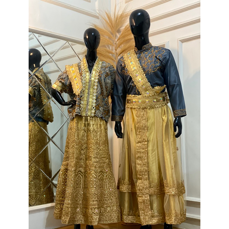 BAJU PENGANTIN ADAT BUGIS/MAKASSAR MODERN HARGA FULLSET WARNA ABU ROKOK