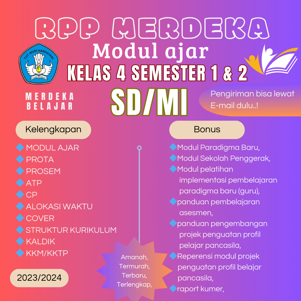 

MODUL AJAR KELAS 4 SD/MI KURIKULUM MERDEKA LENGKAP