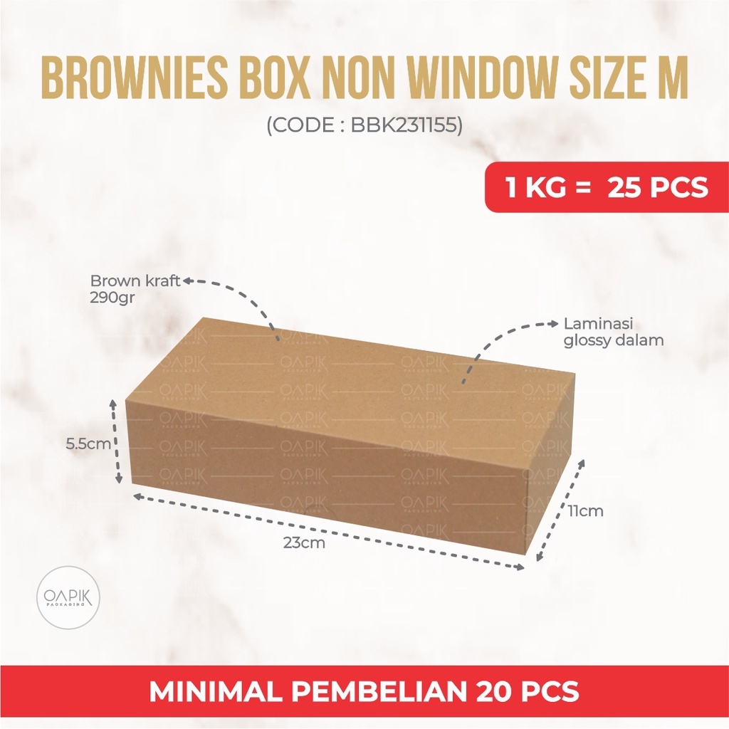 

BROWNIES BOX NON WINDOW M, Kemasan Makanan, Packaging Makanan, Dus Makanan, Dus Snack, Dus Kue, Box Kue