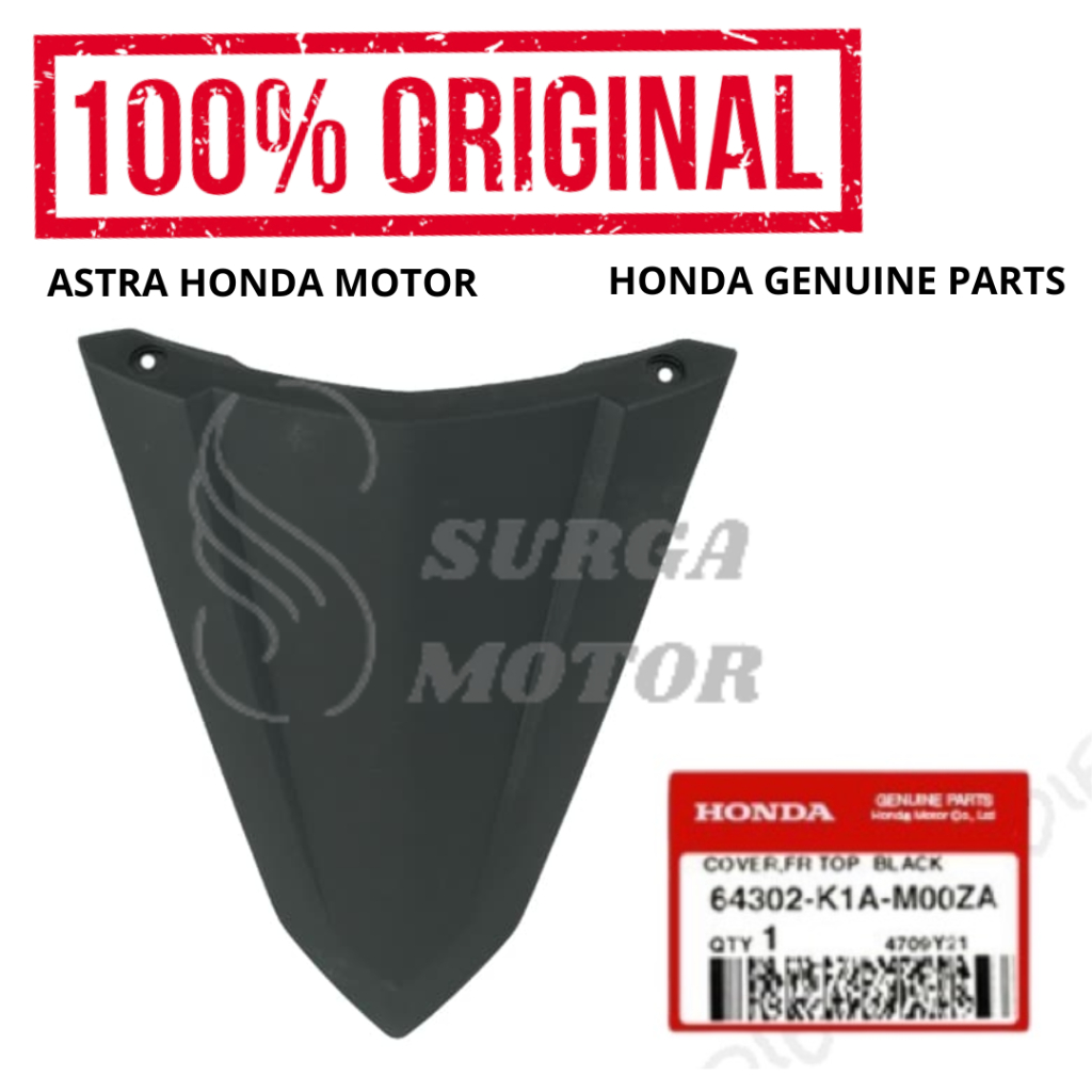 Cover Front Top Penel Dasi Kecil Hitam BeAT K1A Street   64302-K1A-M00ZA Kover Depan Atas Black Bit 