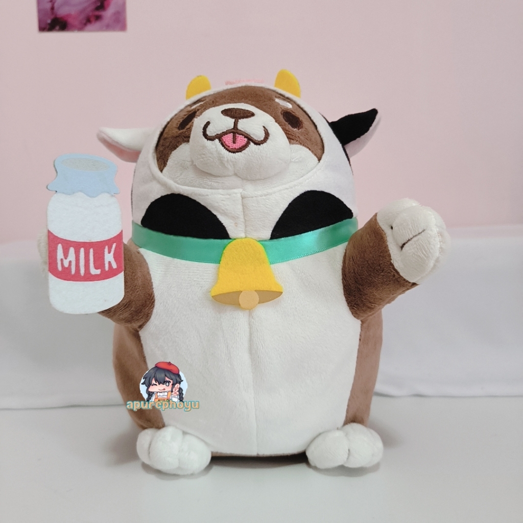 Boneka Mochi Shiba SK Japan: White Shiba Cow Milk Costume Plush