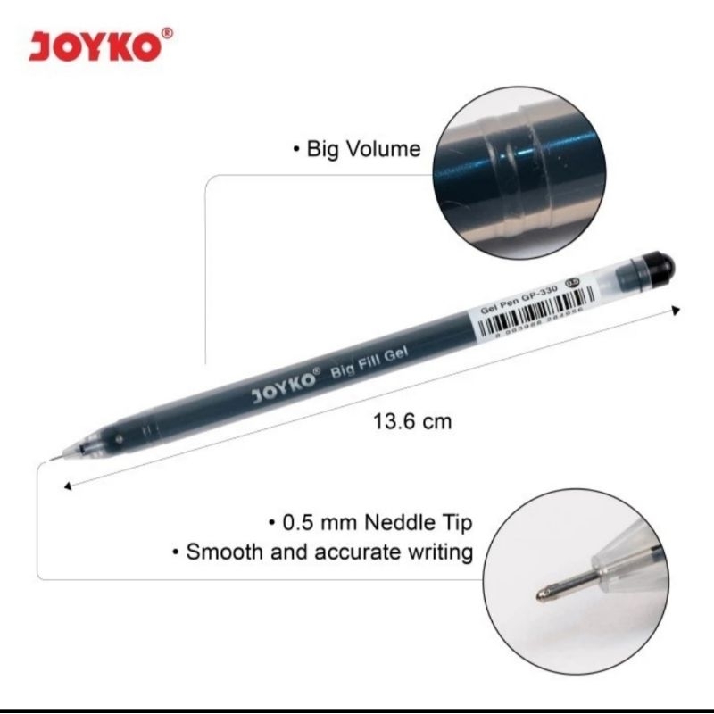 

Pulpen Gel Joyko BIG fill GP 330 -0,5mm (harga 1 pcs)