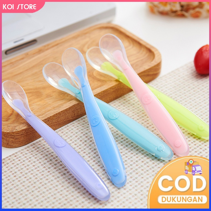Koi Store Colorfull Baby Spoon / Bpa Free Latex Free Pvc Free / Baby Spoon / Sendok Makan Bayi / Alat Mpasi / Sendok Makan Anak / Peralatan Makan / Silikon Soft Spoon / Sendok Lentur / Silicone Baby Spoon