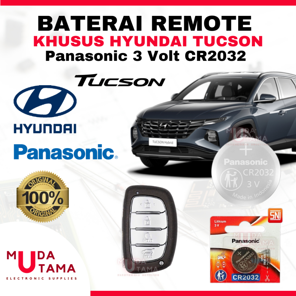 Baterai Remote Mobil HYUNDAI TUCSON - ORIGINAL PANASONIC CR2032 3 Volt | Battery Remote HYUNDAI TUCS