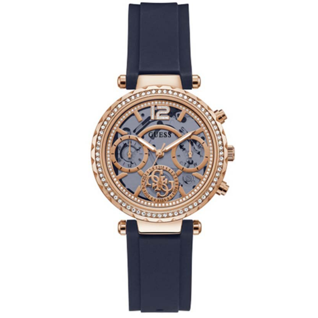 JAM TANGAN WANITA GUESS SOLSTICE GW0484L2 GW0484 L2 ANALOG ROSEGOLD BLUE RESIN/ SILICONE/ RUBBER STR
