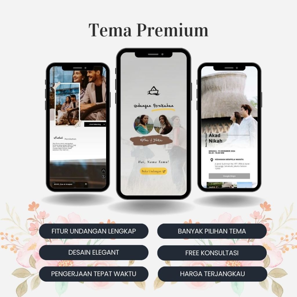 Undangan Digital Website Web Pernikahan Premium Cantik,Rustic,Elegan,Unik