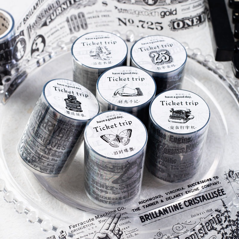 

Washi Tape 55mmx2m Seri Tiket Journey Sticker Aesthetic Dekorasi Journal Vintage Retro Scrapbook Jurnal Stiker Selotip
