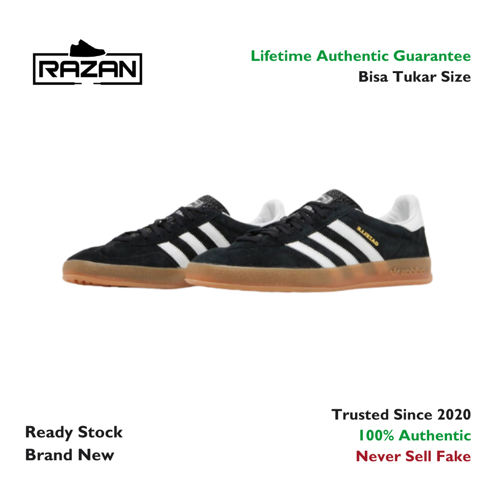 Adidas Gazelle Black White Gum 100% Authentic Original