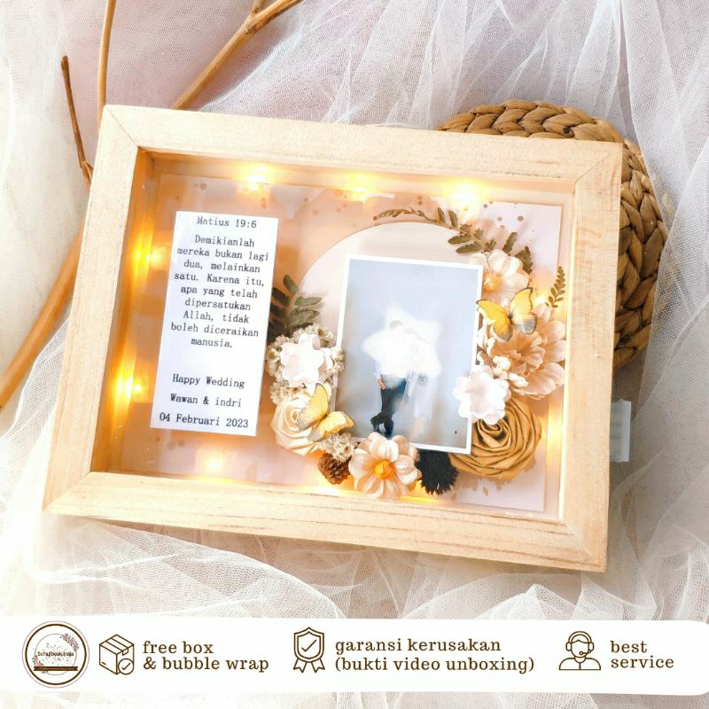 Scrapframe Simple Flower in Frame 3D | Scrapframe Bunga Kering | Hadiah Wisuda | Kado Anniversary | 