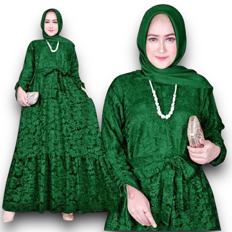 MAXI MARINA/ SIZE M-L-XL/ GAMIS BUSI BRUKAT TULANG GLITER LAPIS FURING/ GAMIS MEWAH