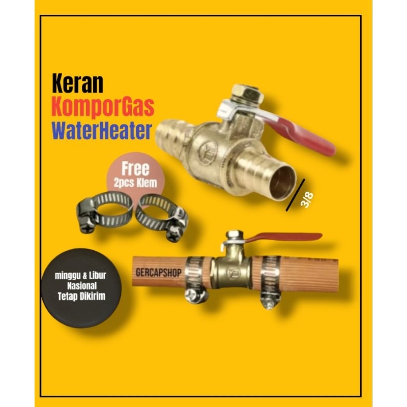 [+2Klem] Keran Oksigen Nitrogen Kompor Gas Lpg | Kran On Off Penyambung Selang Regulator Gas Elpiji