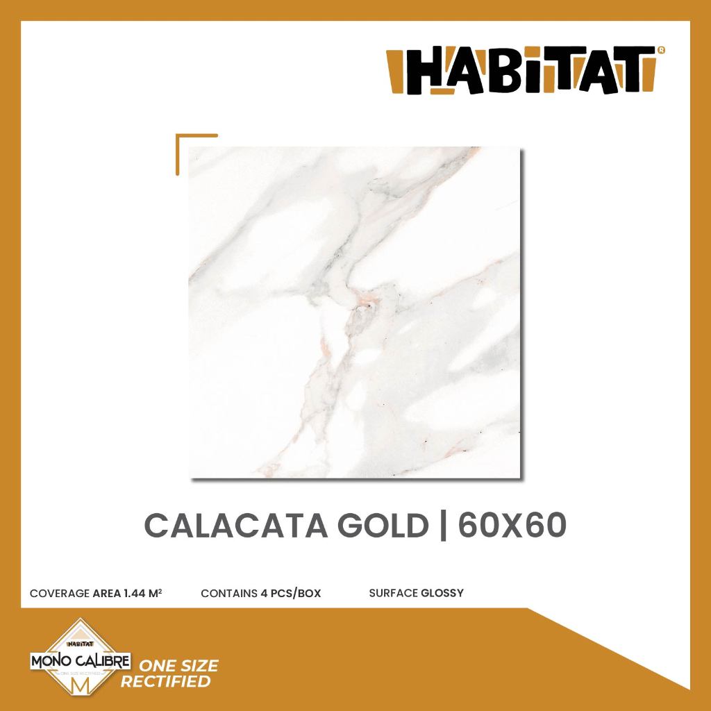 Milan Tiles - HABITAT Calacata Gold 60x60 cm Keramik Motif Marble isi 4 keping