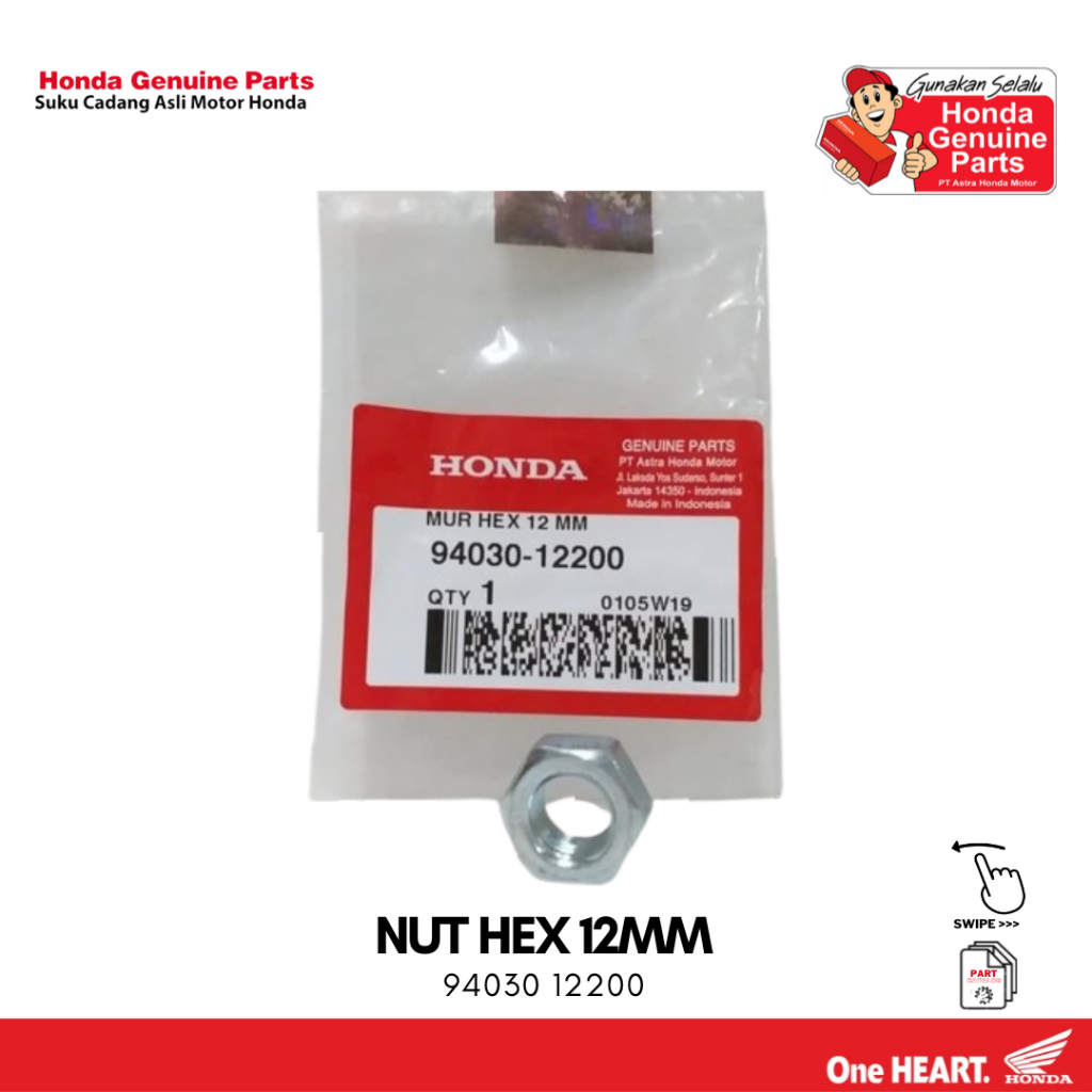 Mur Mangkok Kopling Matic (Nut Hex 12mm) - Matic Honda / 94030-12200