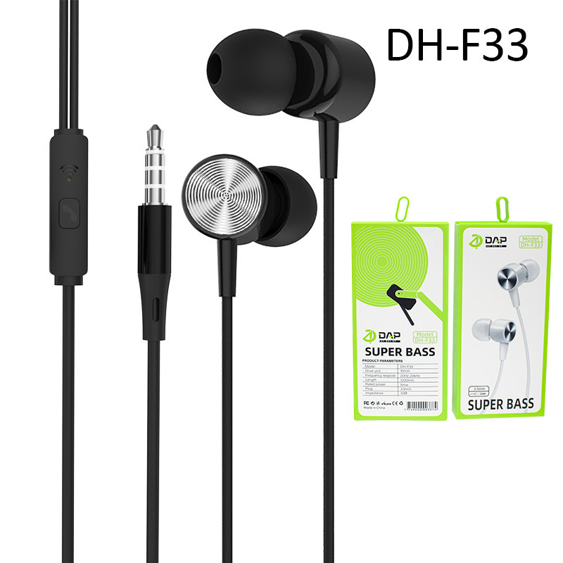 Headset Kabel DAP DH-F33 & DH-F34 Stereo 1.2M Earbuds Garansi Original DAP 1 Tahun - Putih & Hitam