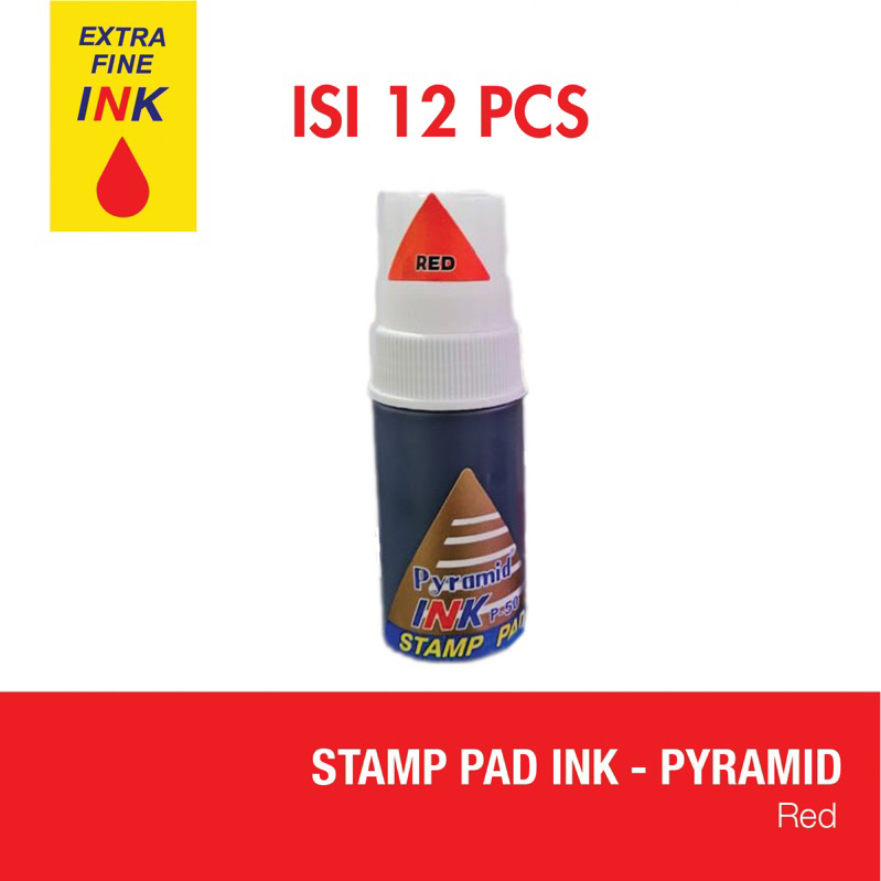 

[PYRAMID] Tinta Stempel / Stempel pad red / Refill Tinta Isi 12 ( 1 Lusin )