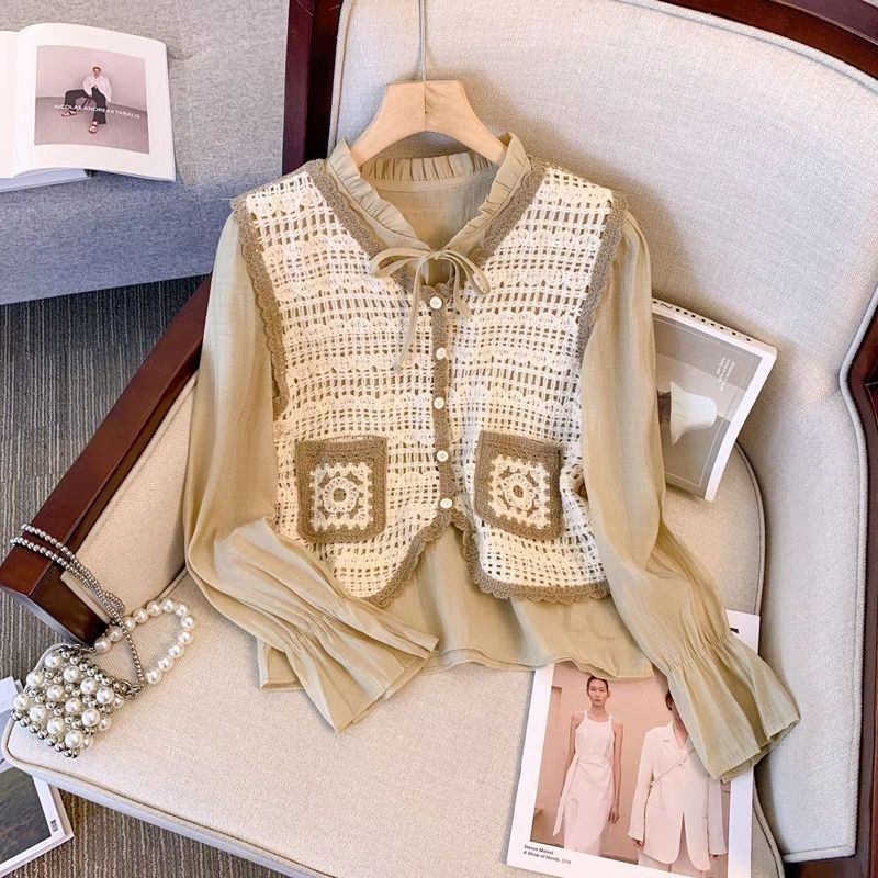 VEST RAJUT VINTAGE MOTIF BUNGA2