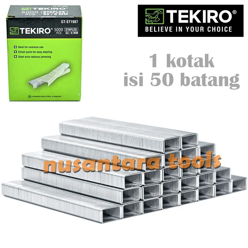 

Refill staples Jok Motor ,Kayu,Spanduk dll 53/6 Tekiro Japan isi gun tacker 6mm