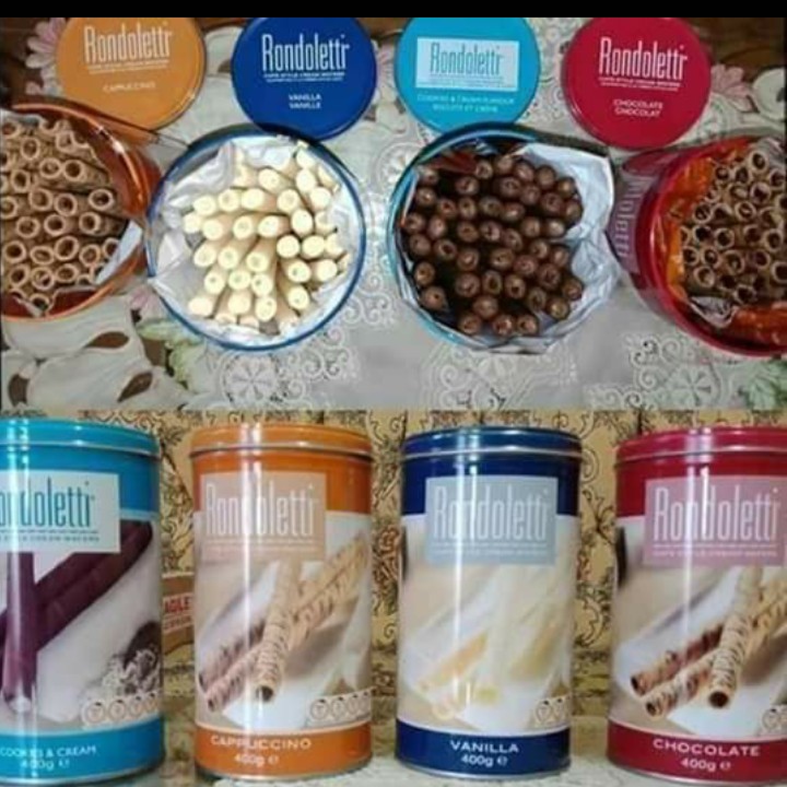 PROMO Snack Makanan Ringan Wafer Roll Rondoletti Cafe Style Cream Wafers 400 gram gr Kaleng Coklat C