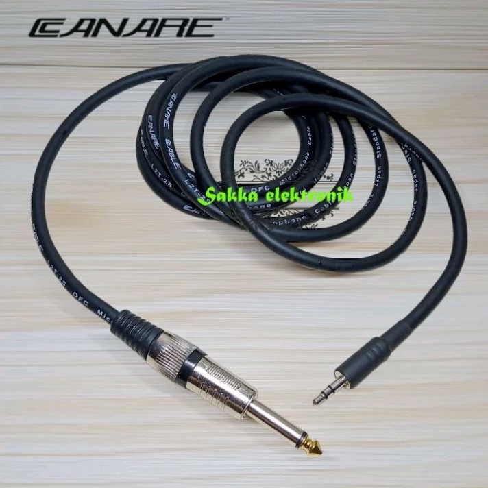 Kabel Canare Standar Japan + Jack 3.5mm Mini Stereo Male To Akai 6.5mm Mono Male 2 meter