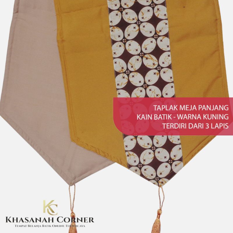 Taplak Meja Panjang 106x27 cm Runner Table Cloth Cover Persegi Kain Batik Lurik Tenun Katun Warna Ku