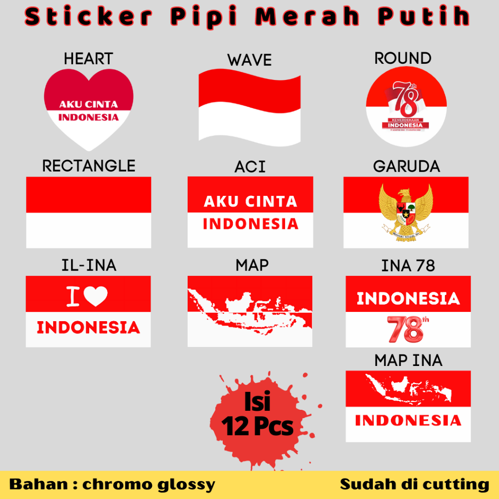 

( Murah ) Stiker pipi 17 agustus kemerdekaan l stiker pipi merah putih
