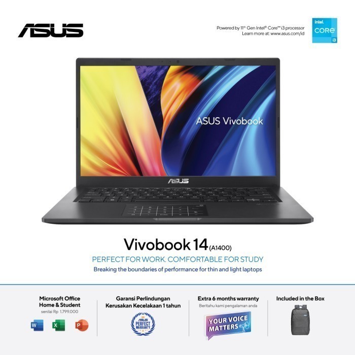 LAPTOP ASUS VIVOBOOK A1400EA-FHD353 INTEL CORE I3-1115G4 4GB DDR4 512GB SSD M.2 NVME  INTEL UHD GRAP