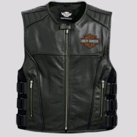 VEST KULIT SAPI ASLI JAKET ROMPI MOTOR MOGE HARLEY DAVIDSON STYLE