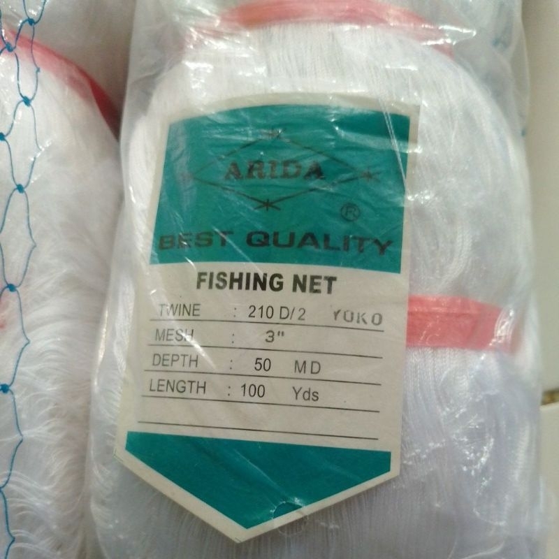 JARING IKAN NILON ARIDA D2  2 INCH 50MD/100YDS YOKO JARING BENANG NILON ARIDA