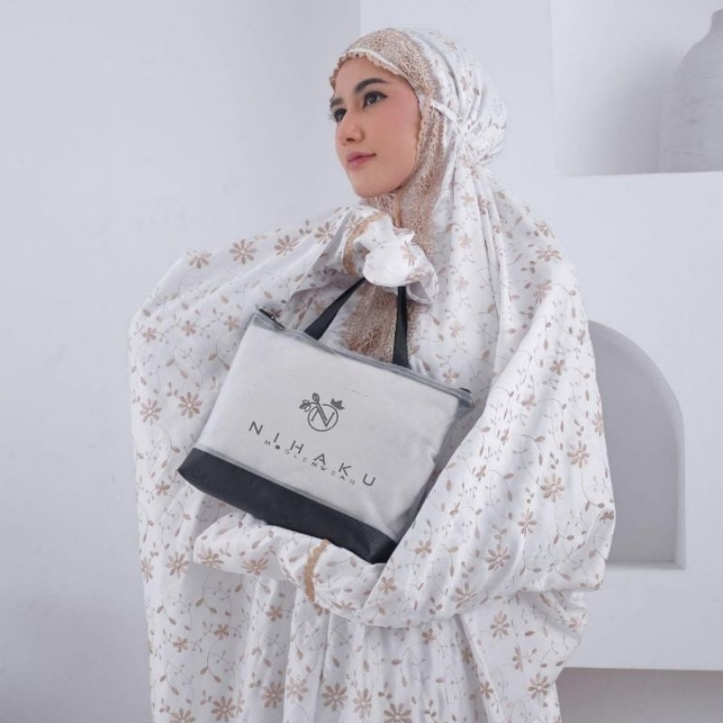 Mukena terusan sutra prada/Mukena lajuran dewasa