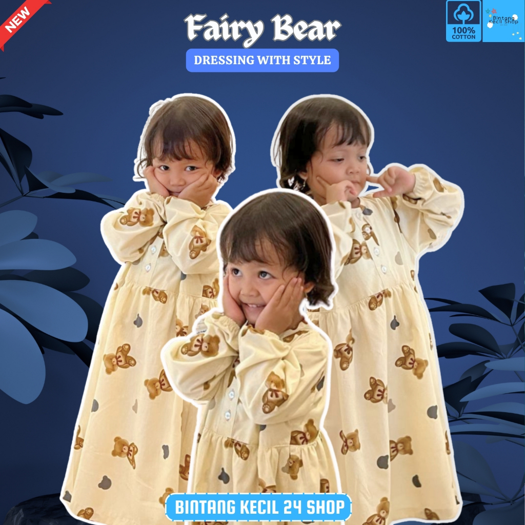 Fairy Bear Dress Anak Perempuan 6 bulan - 12 tahun (1 pcs)