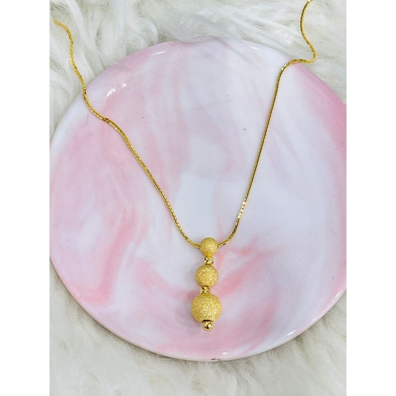 Kalung alta plus liontin 3 susun bola pasir cantik kadar 875