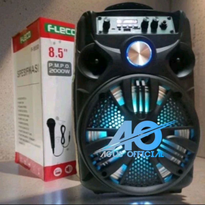 Speaker Bluetooth Karaoke Fleco FL-955D/C F-8601  8,5 Inch Gratis Microphone Super Bass /Salon Aktif