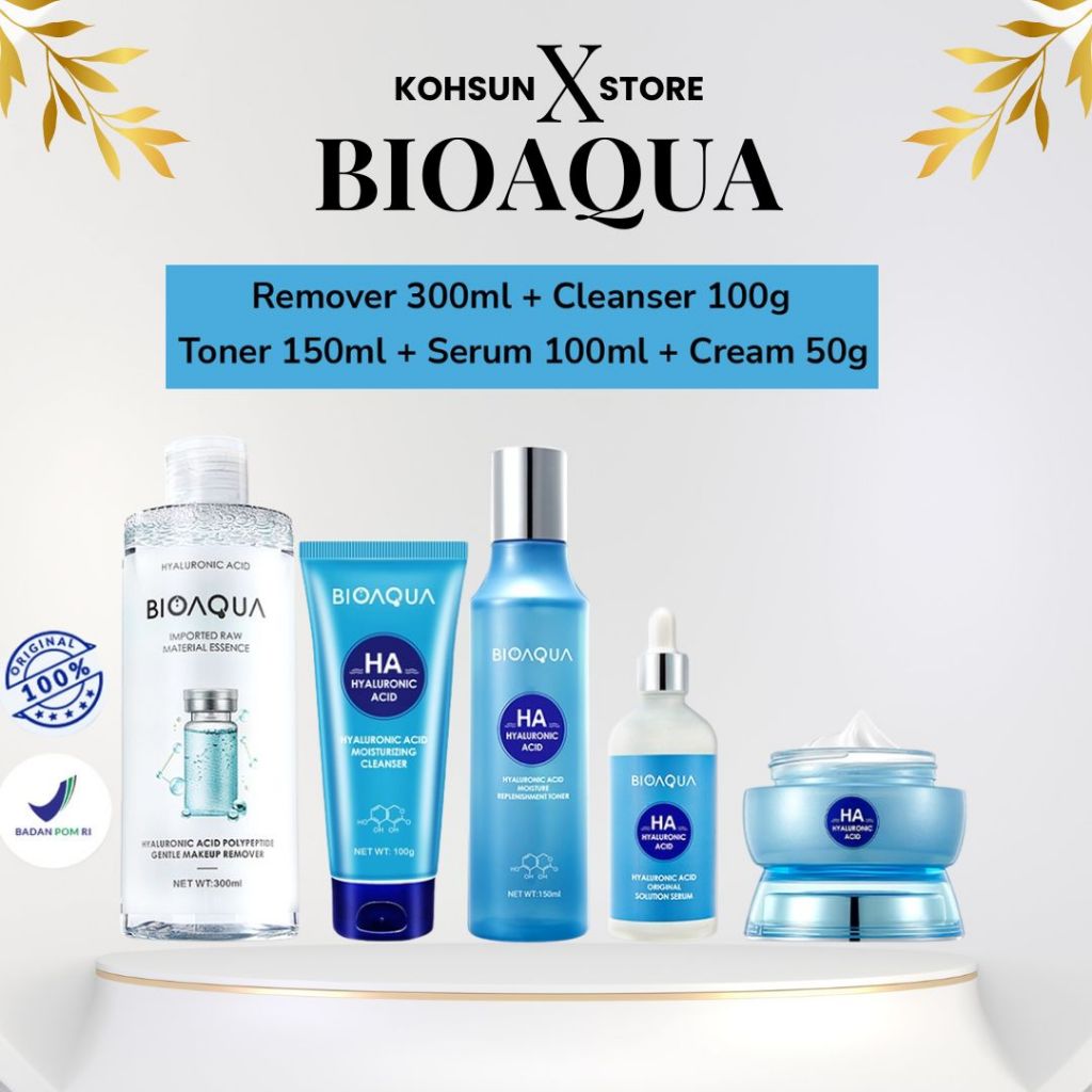 [Promo] BIOAQUA Hyaluronic Acid Moisturizing Skin FCleanser 100gr | Micellar 300 ml