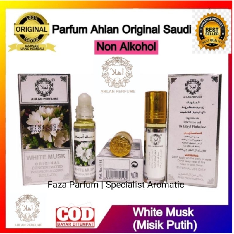 ( Exp 2027 ) AHLAN PARFUM WHITE MUSK ORIGINAL SAUDI 6 ML