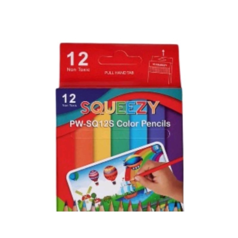 

PENSIL WARNA PENDEK SQUEZZY PW-SQ12S isi 12