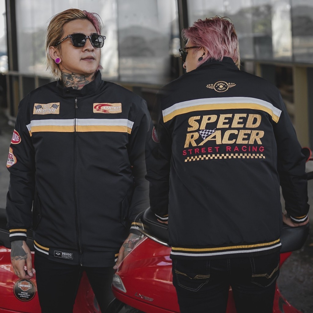 CJS Jaket Parasut Pria Indigo Speed Racing