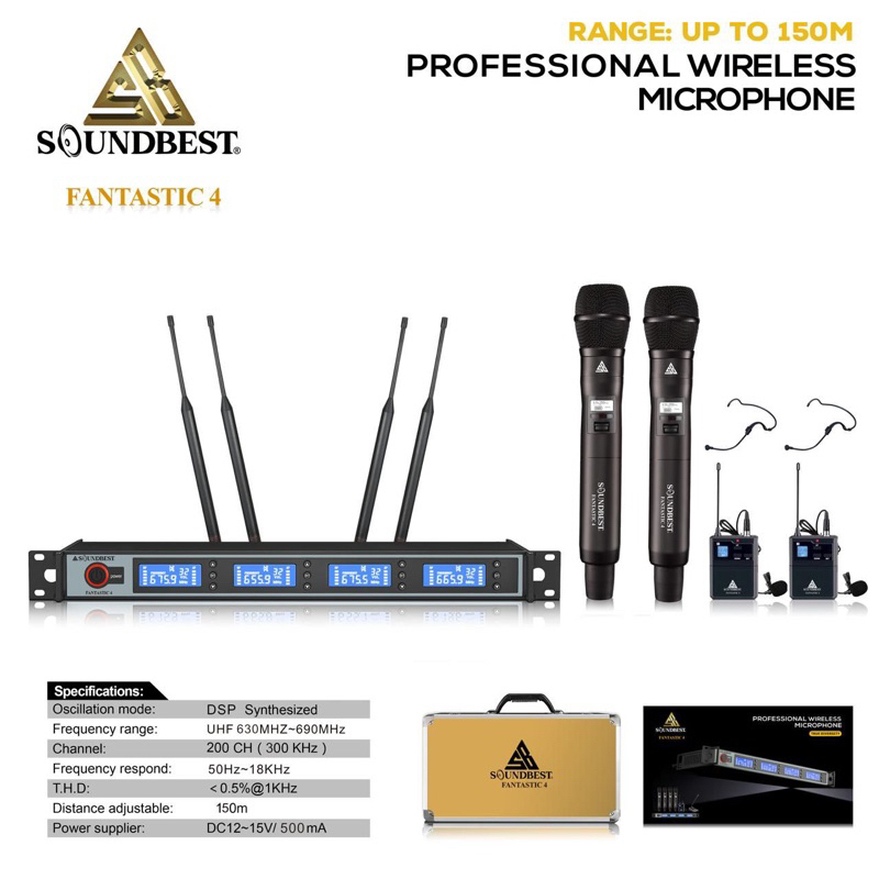 mic wireless soundbest fantastic 4 handheld jepit original mikrofon 4 mic