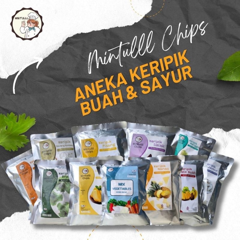 

ANEKA CAMILAN KERIPIK BUAH SAYUR NANGKA APEL SALAK MANGGA PISANG BROKOLI CABE BAWANG BOMBAY MINTULLL