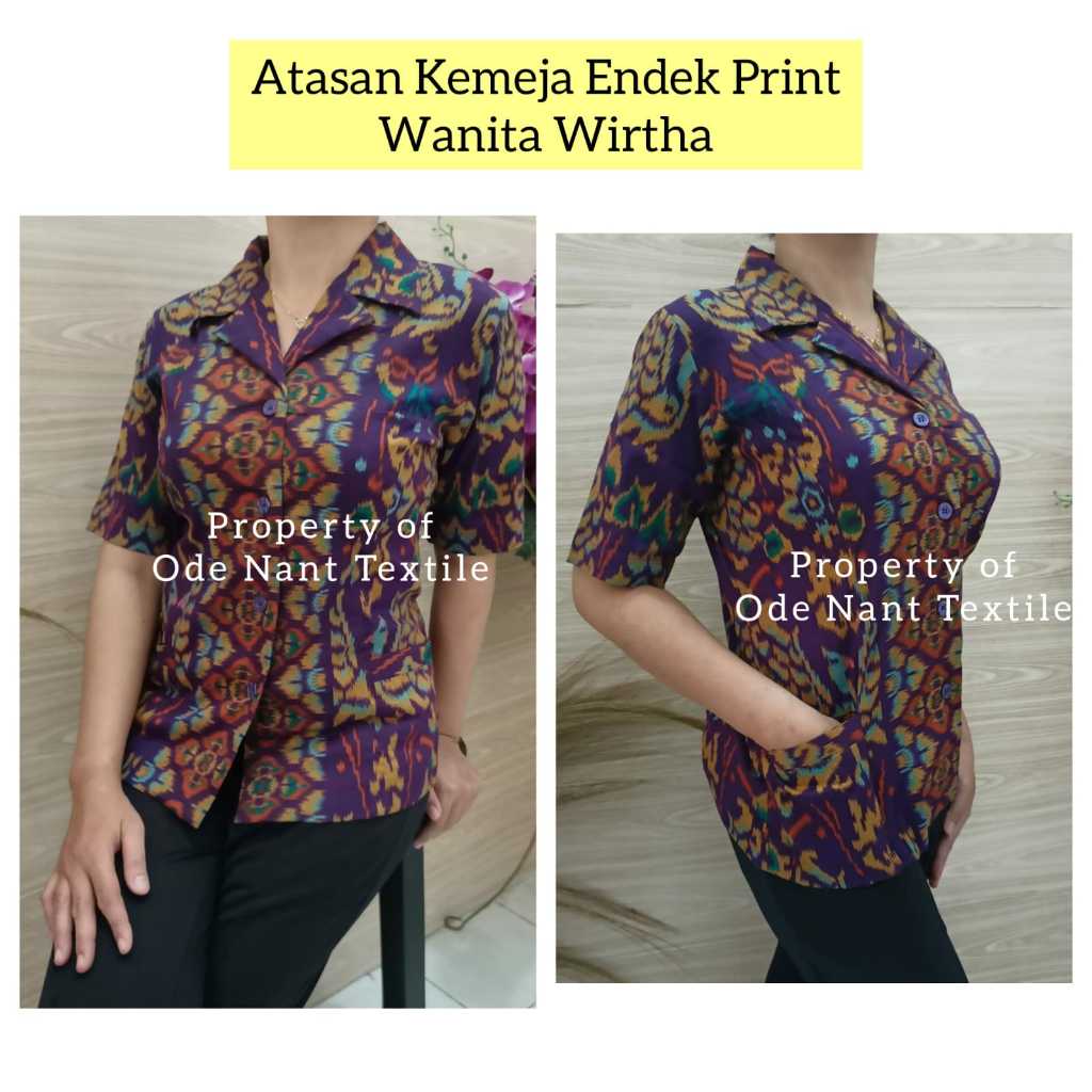 ATASAN KATUN ENDEK STRAIT / ATASAN KEMEJA ENDEK STRAIT WANITA BAHAN KATUN ENDEK PRINT MOTIF BURUNG /