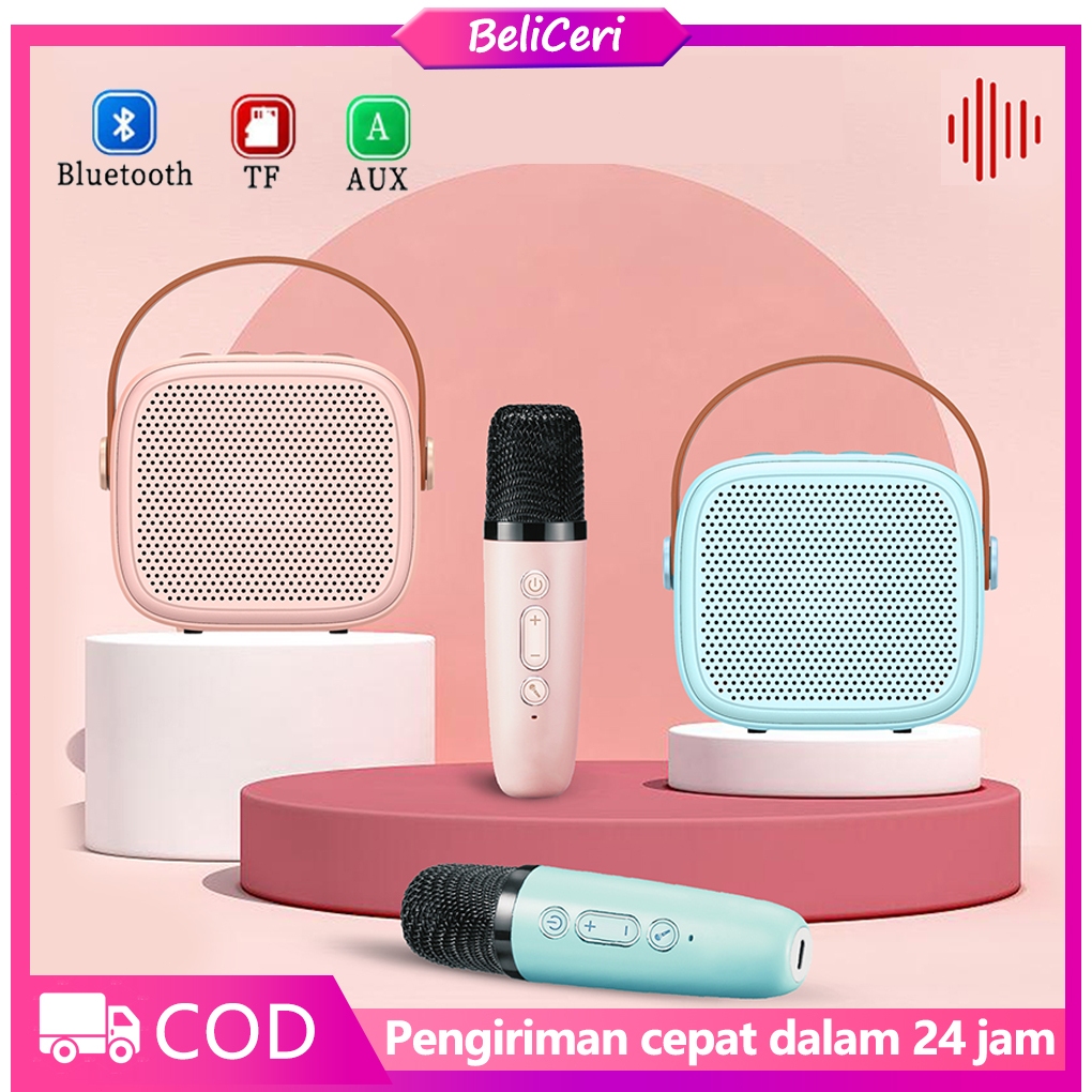 Speaker Karaoke Bluetooth 5.1 / Speaker bluetooth1Mic 1 set karaoke / Speaker Wireless Mini (Dapat t