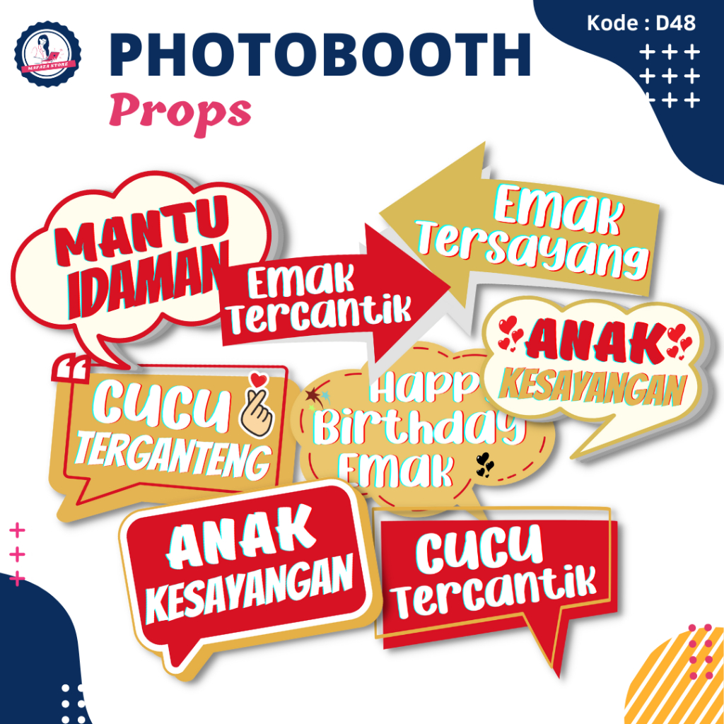 Photobooth props red gold party wedding birthday / Photo booth farewell graduation wisuda dekorasi p