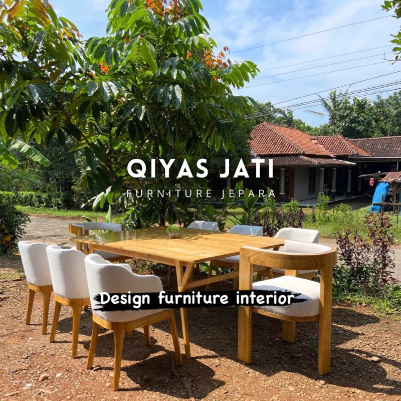 Meja makan 8 kursi dinning table chair kayu jati
