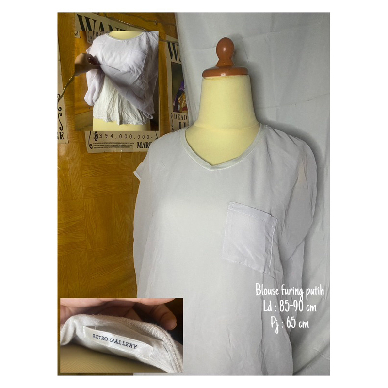 BLOUSE FURING PUTIH/ATASAN WANITA/BAJU FURING