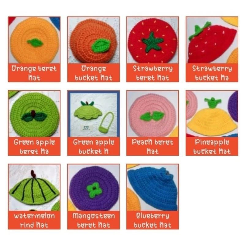 PO topi fruit buah orange jeruk strawberry green apple peach pineapple blueberry mangosteen watermel