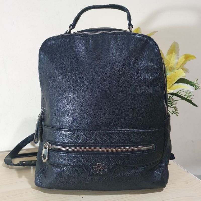 Tas Ransel warna hitam Kulit Asli Oryany Preloved