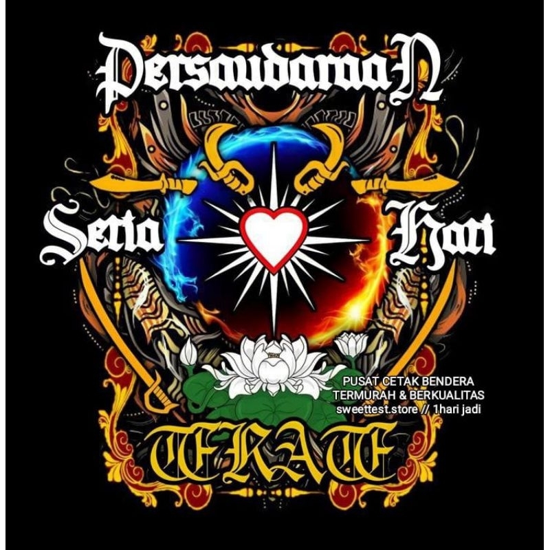 TERMURAH + 1 HARI JADI, CETAK BENDERA CUSTOM PSHT FULL PRINTING, BENDERA TERATE, BENDERA SH, DESAIN 