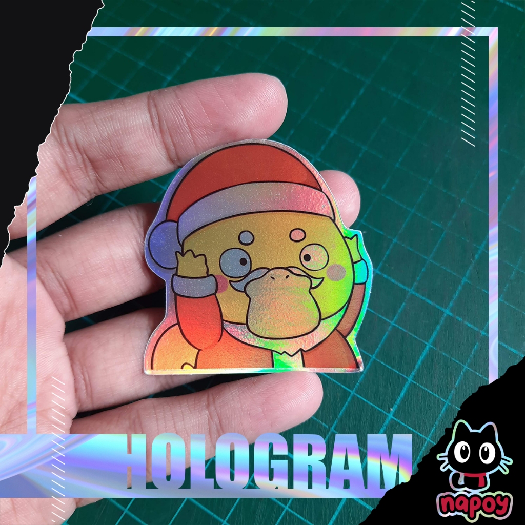 

Stiker Hologram Anime Pokemon - Psyduck Santa