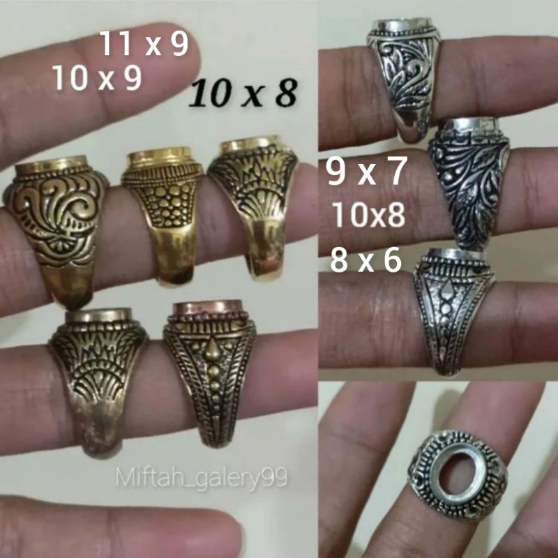 Emban cincin kuningan sari, alpaka 10x8 10x9 9x7 8x6 11x9 8x7 9x8 11x10 12x10 12x9 11x10