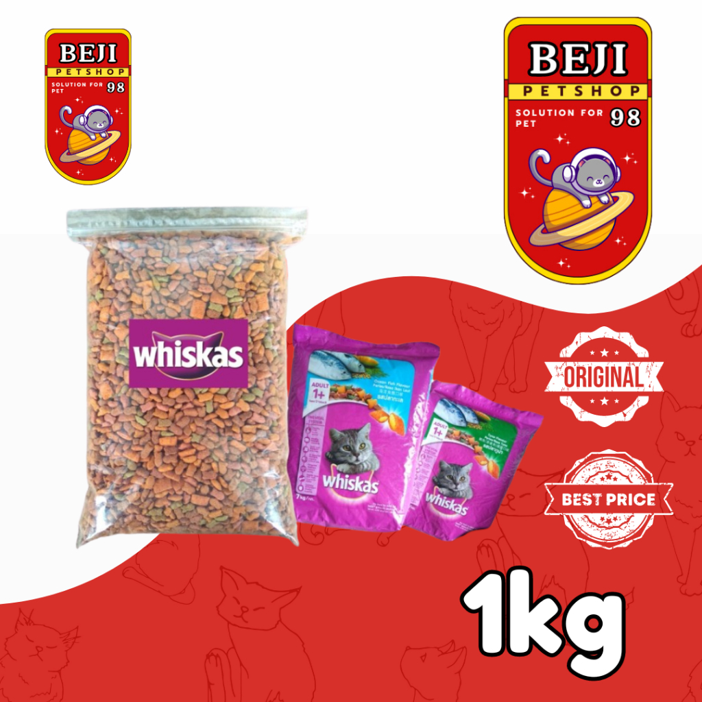 whiskas repack 1kg makanan kucing kering whiskas