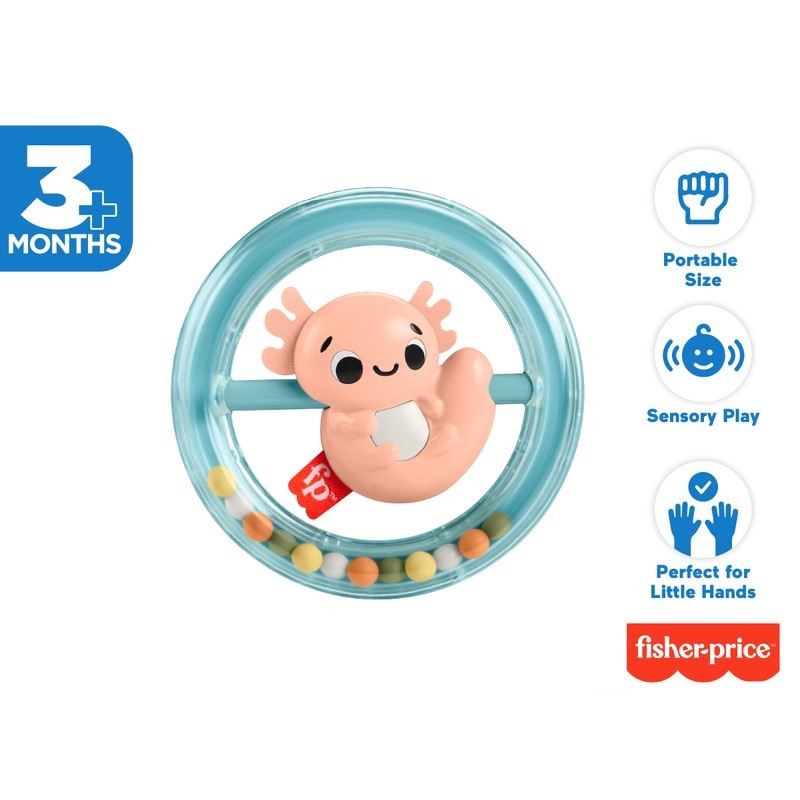 Fisher Price Shake & Spin Axolotl Sensory Teether - Mainan Gigitan Anak HRB19
